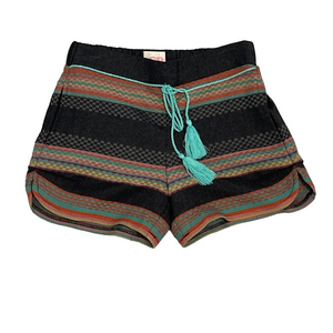 Gianni Bini‎ Girls Brown Multi Color Woven Shorts with Tassel Tie Small